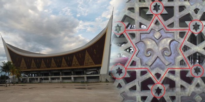Simbol diduga bintang Yahudi di Masjid Raya Sumbar