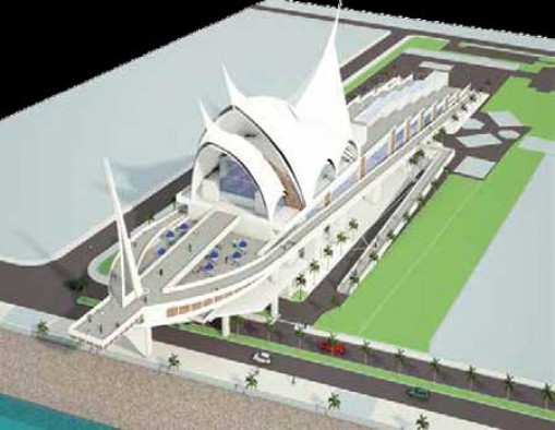 Maket Gedung Pusat Kebudayaan Sumbar yang kini sedang dibangun