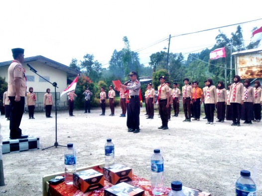 Apel Saka Pramuka Bhayangkara ranting Matur dikukuhkan
