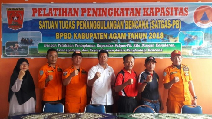 Satgas  Penanggulangan Bencana (Satgas-PB) Badan Penanggulangan Bencana Daerah (BPBD) Agam mengikuti Pelatihan Peningkatan Kapasitas, Rabu (14/11/2018) dan Kamis (15/11/2018),di aula BPBD Agam.