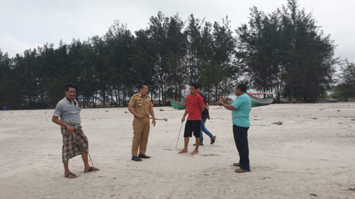 Tim Gabungan Kecamatan Tanjung Mutiara, Kabupaten Agam, melakukan pembersihan sepanjang pantai  Pasia Tiku dari ubur-ubur beracun.