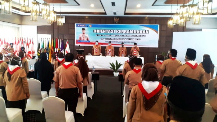 Ketua Kwarda Gerakan Pramuka Sumatera Barat, H.Nasrul Abit, membuka Orientasi Kepramukaan, di Balcone Hotel, Gaduik Tilatang Kamang, Sabtu (22/8/2020).