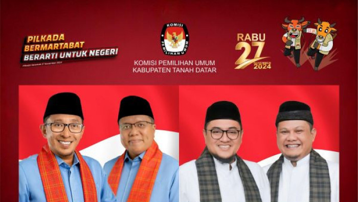 Eka Putra-Ahmad Fadly dan Richi Aprian-Donny Karsont sebagai pasangan calon Bupati dan Wakil Bupati Tanah Datar 