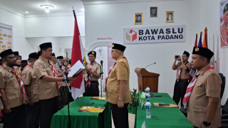 Bawaslu Dorong Pramuka Jadi Garda Demokrasi, Pengurus Saka Adhyasta Pemilu Padang Resmi Dilantik