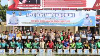 Operasi Keselamatan Singgalang 2026, Polres Pasaman Barat Gelar Apel Bersama Ojek Online